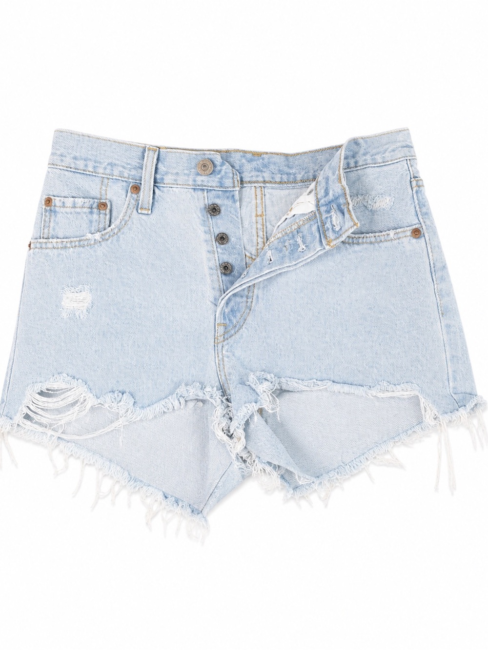 Levi’s Premium 501 Distressed Cutoff Denim Shorts Light Wash 27